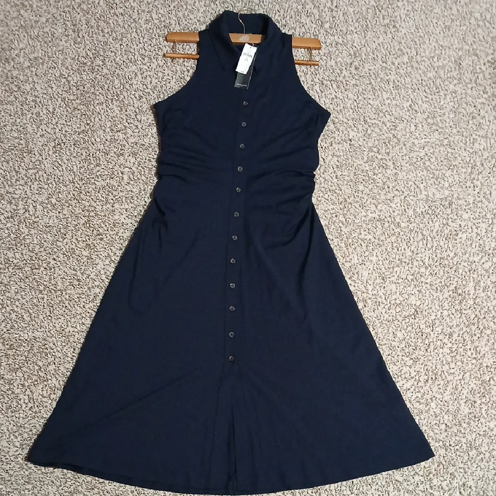 Elegant Navy Sleeveless Dress - Picture 1 of 14